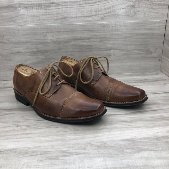 Sandro Moscoloni Oxfords Men's 9.5D Brown Leather Derby Cap Toe Dress Shoes - Picture 4 of 11
